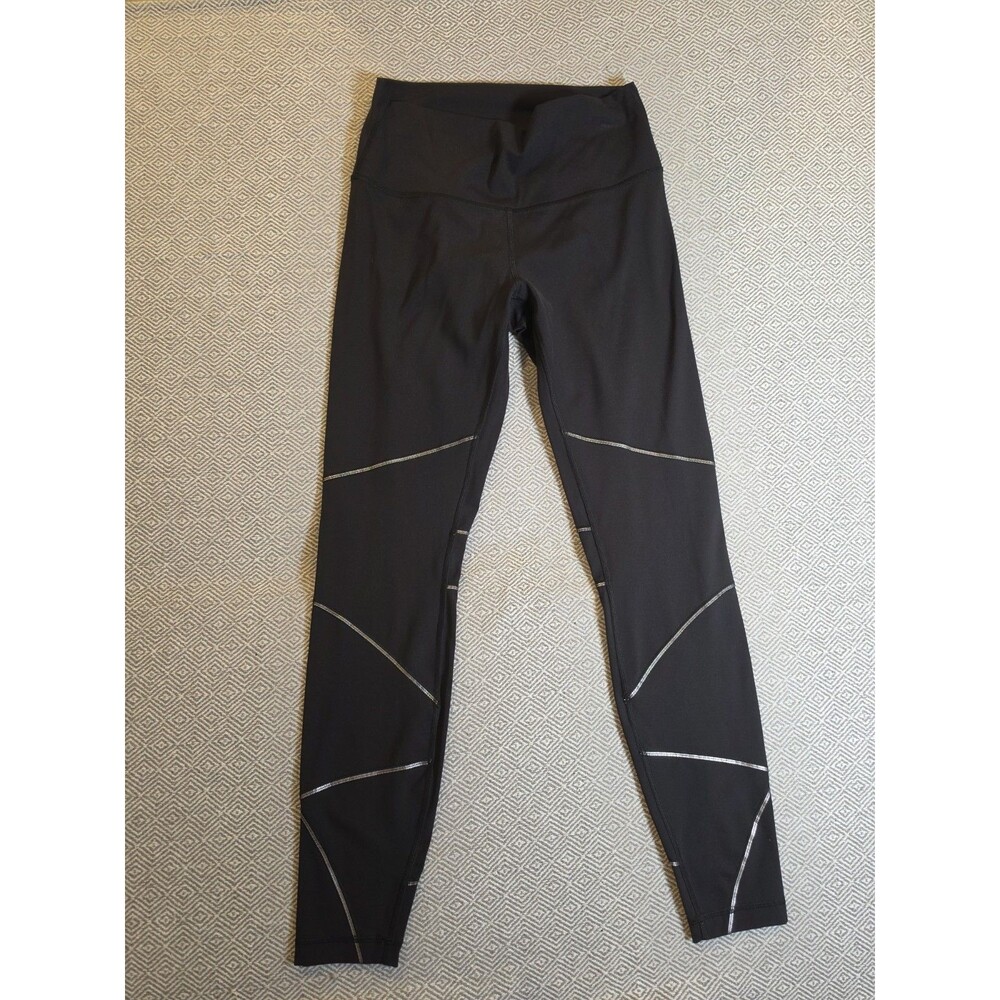 Lululemon Wunder Under HR Tight Black Contrast Stitch Leggings Size 8
